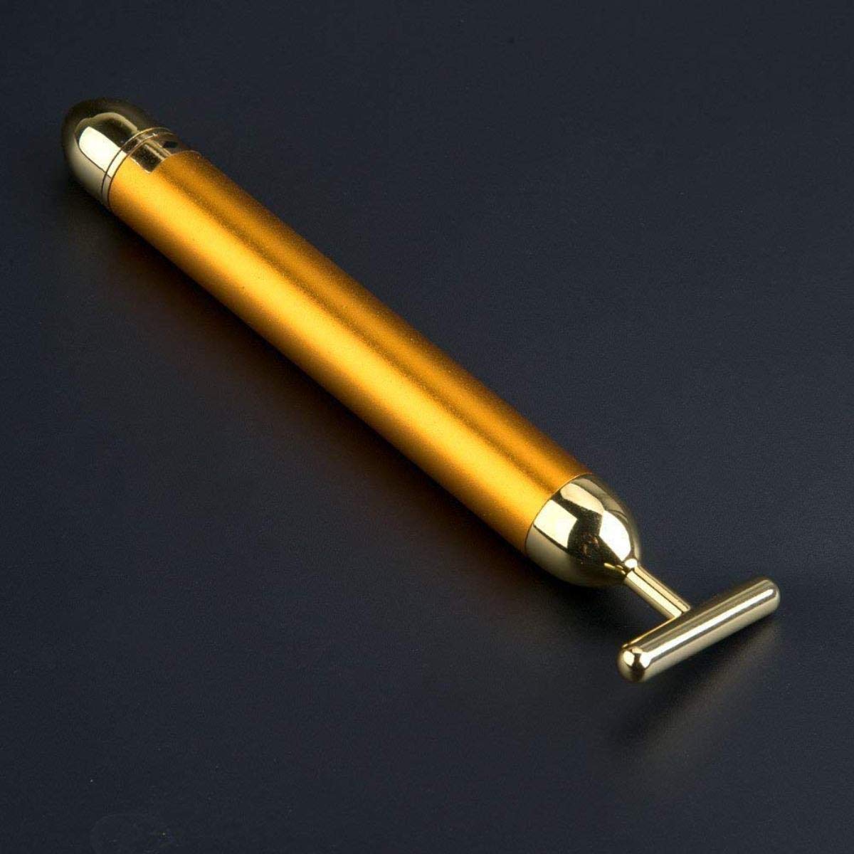 Dealsure 24k Gold Energy Beauty Bar Electric Vibration Facial Massage Roller Waterproof Face Skin Care T-Shaped Anti Wrinkle Massager for Forehead Cheek Neck Clavicle Arm (Gold Colour)
