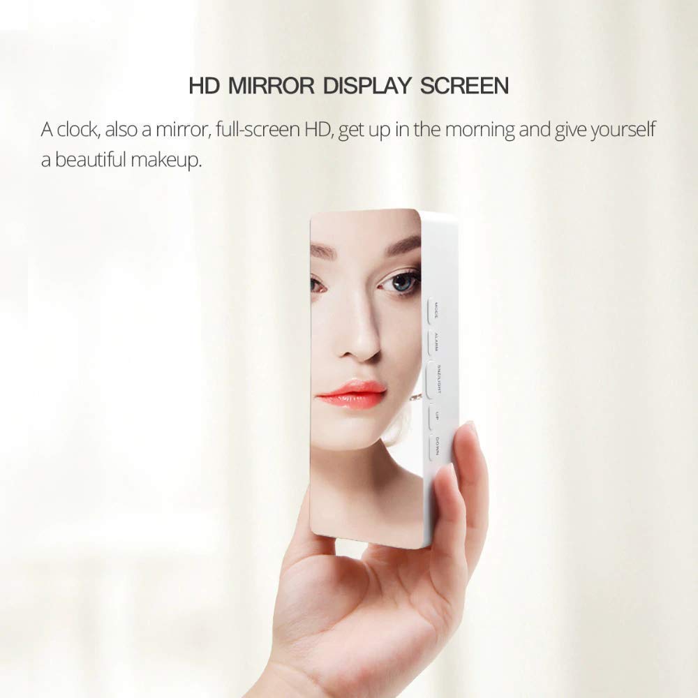 ROMINO Digital LED Mirror Alarm Clock for Table, Watch Timer for Students Study, Home, Office, Bedroom, Kitchen, Loud Desk Alarm Clocks for Heavy Sleepers with Automatic Sensor,Time,Date (Mirror)