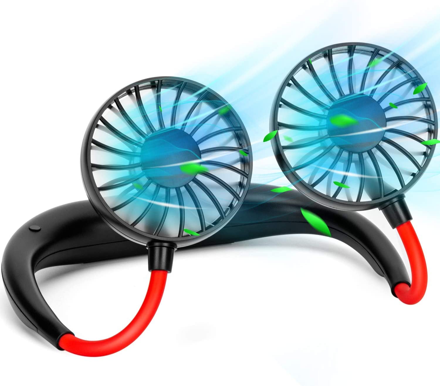 RFV1 Portable Fan Neck Fan Hands Free Personal Fan with LED Light Mini Fan Rechargeable USB Fan 360 Degree Free Rotation Wearable Neckband Fan for Outdoor Home Office Sports Traveling Multicolour