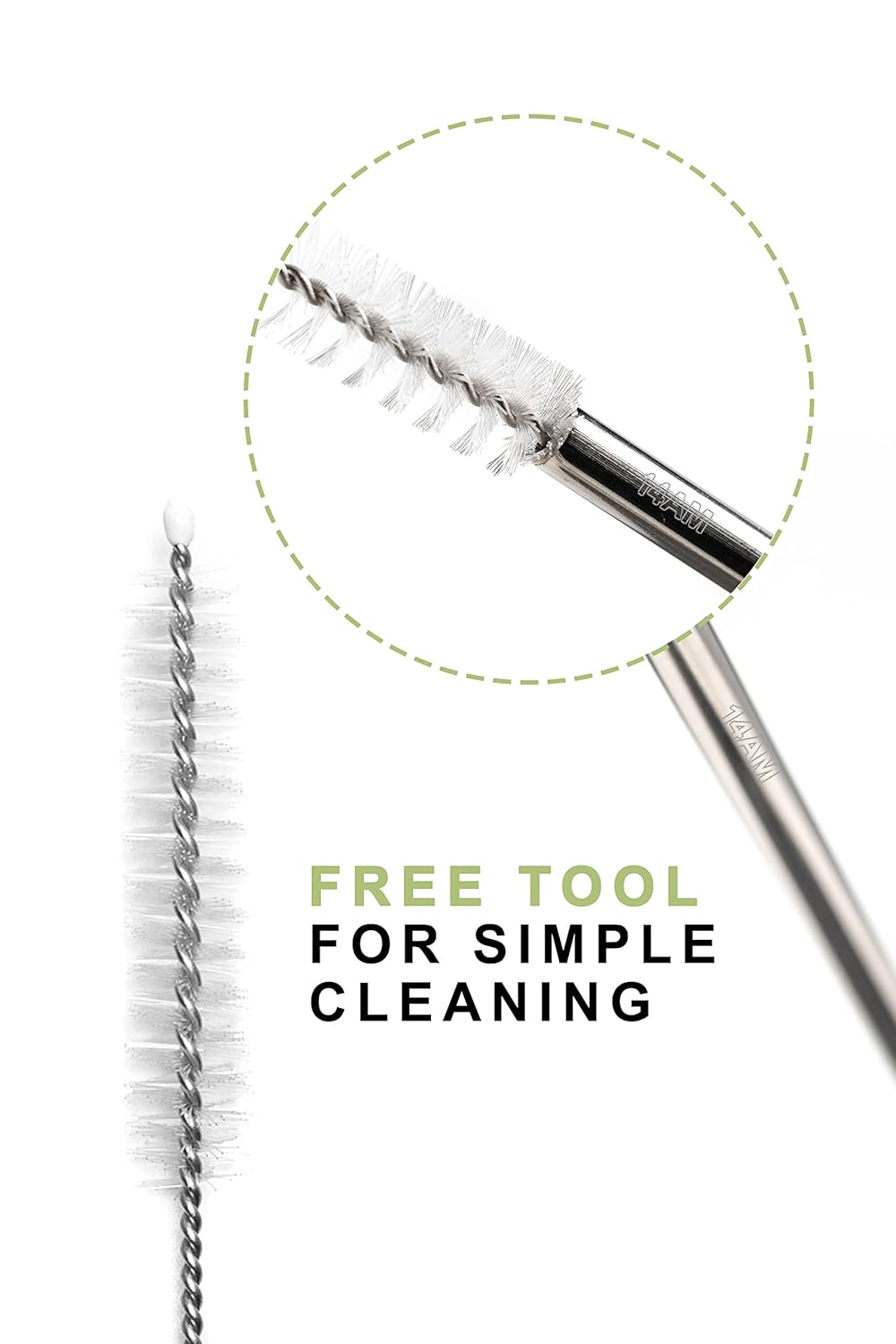 14AM Steel Straws + Straw Cleaning Brush | Straws for Drinking Juice | Metal Straw | Eco Friendly Products | Stainless Steel Straw | Strow | Straw for Kids | Reusable Straw | Steel Sipper with Straw