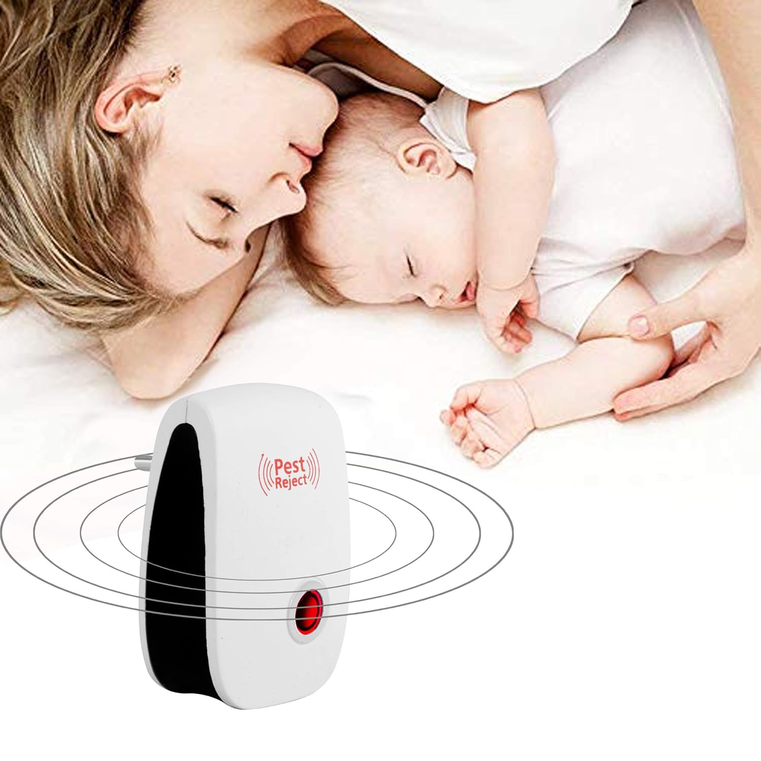 PEST REJECT Ultrasonic Pest Repeller to Repel Rats, Cockroach, Mosquito, Home Pest and Rodent Repelling Aid for Mosquito, Cockroaches, Ants Spider Insect Pest Control Electric Pest Repelling (White)