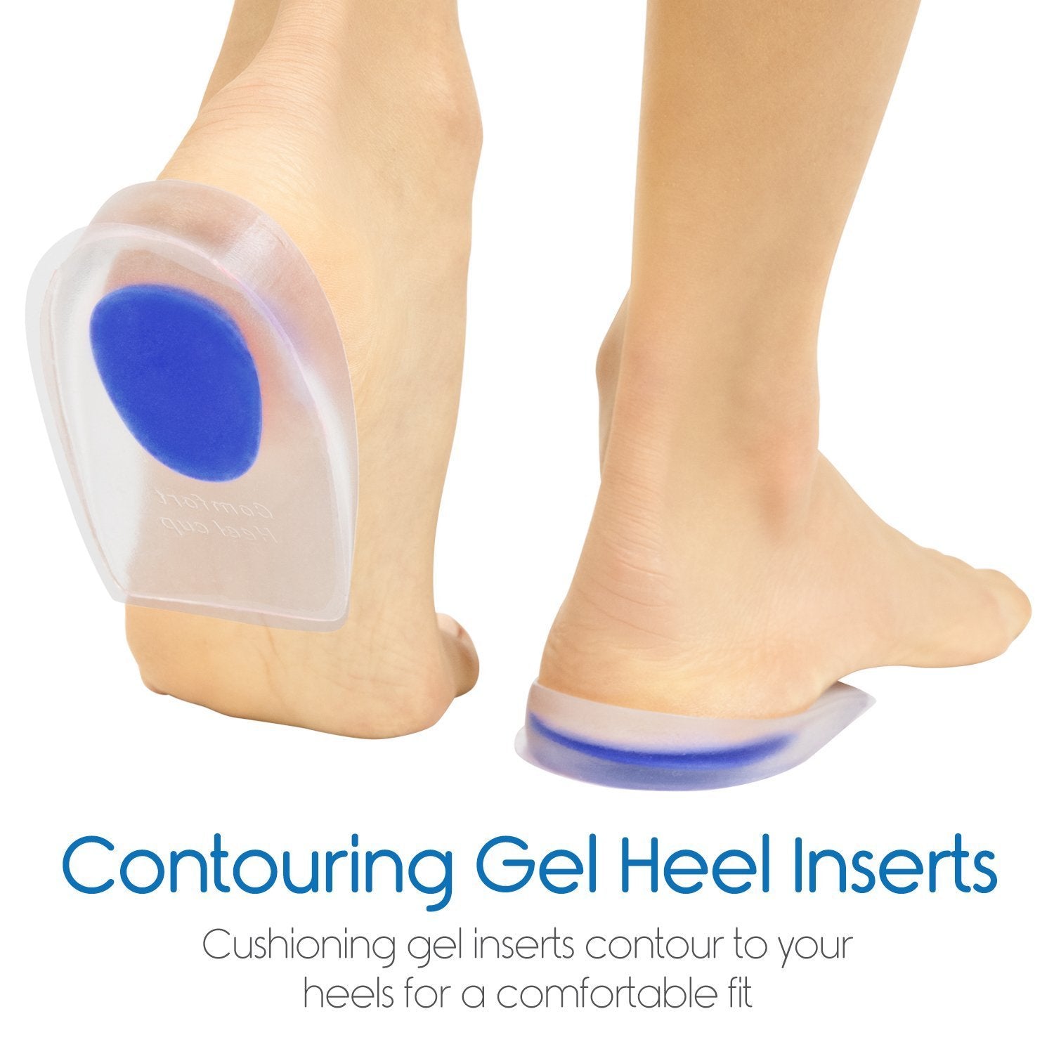Purastep Silicone Gel Heel Protector Insole Cups for Swelling, Pain Relief, Foot Care Support Cushion for Men and Women - 1 Pair (Medium)