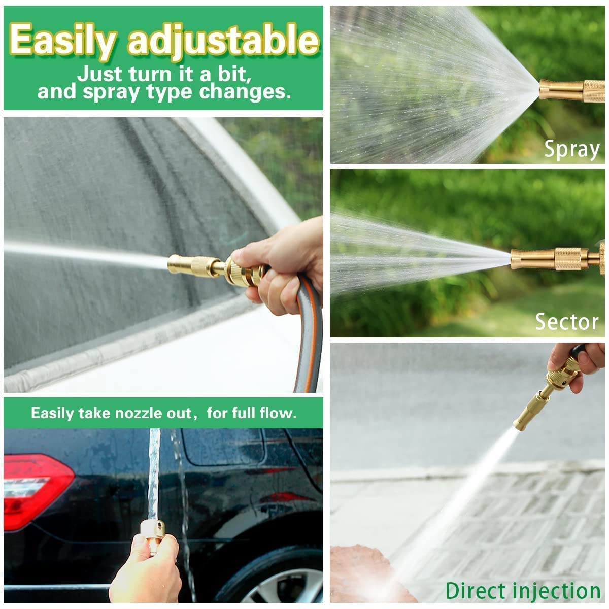 Hose Nozzle-HoMedics Pressure Water Spray Gun Nozzle Car Bike Washing Nozzle Water Pressure Booster Brass Nozzle Suitable For 1/2 Nozzles Hose Pipe Clean Shave Car/- (Golden)