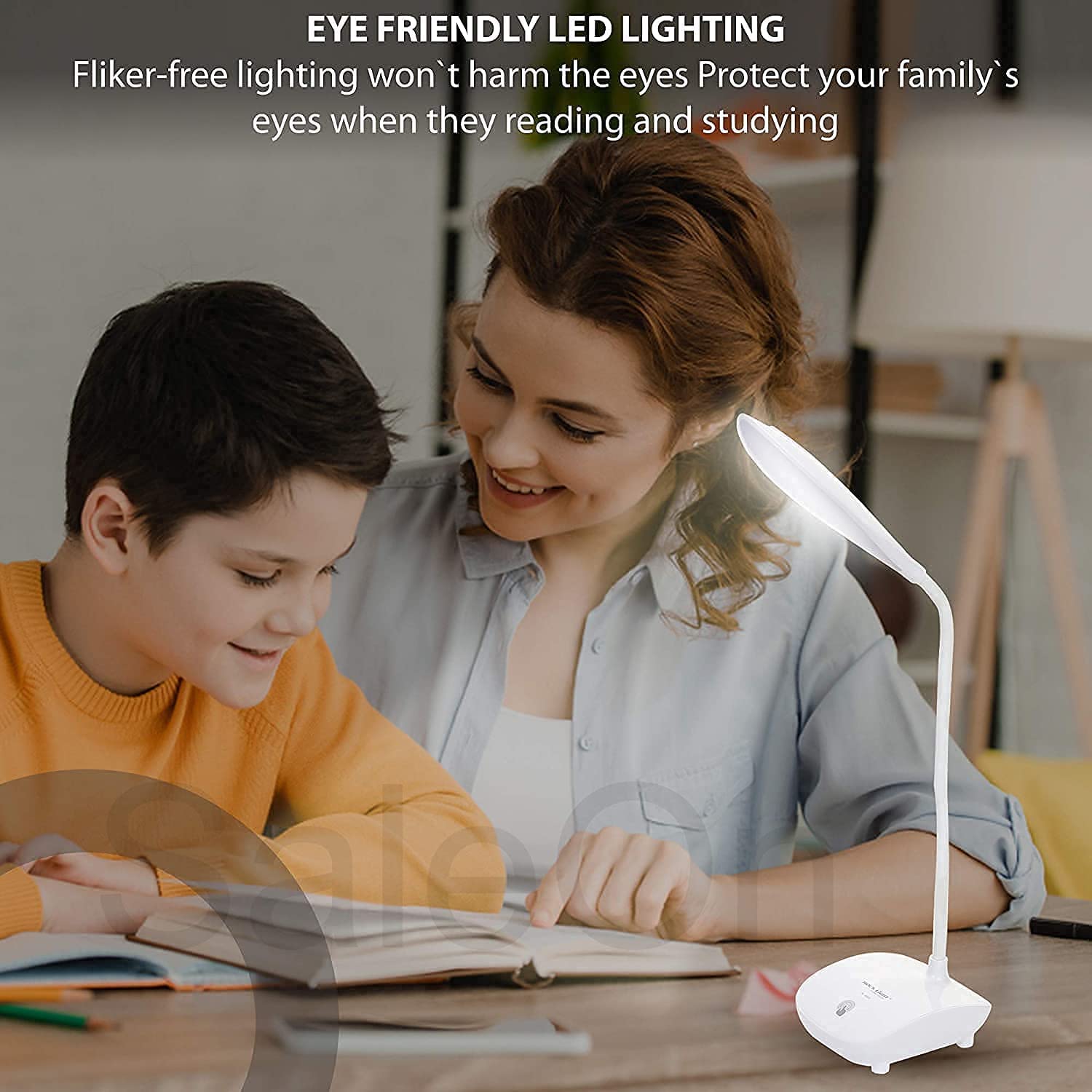 Nixburd LED Desk Lamp, Touch Control, Battery Operated, Portable Reading Light with Flexible Neck, White