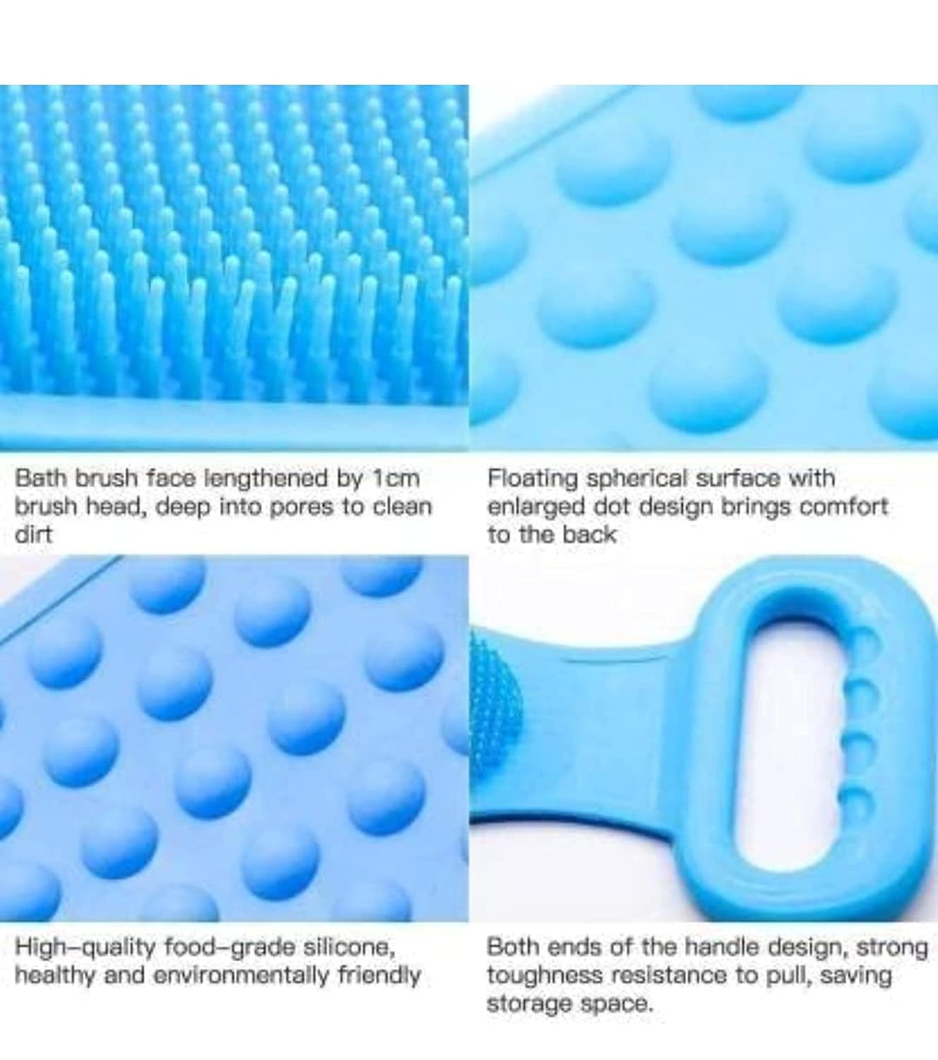 Dealsure Silicone Body Back Scrubber, Double Side Bathing Brush for Skin Deep Cleaning Massage, Dead Skin Removal Exfoliating Belt for Shower, for Men & Women (Multicolor)