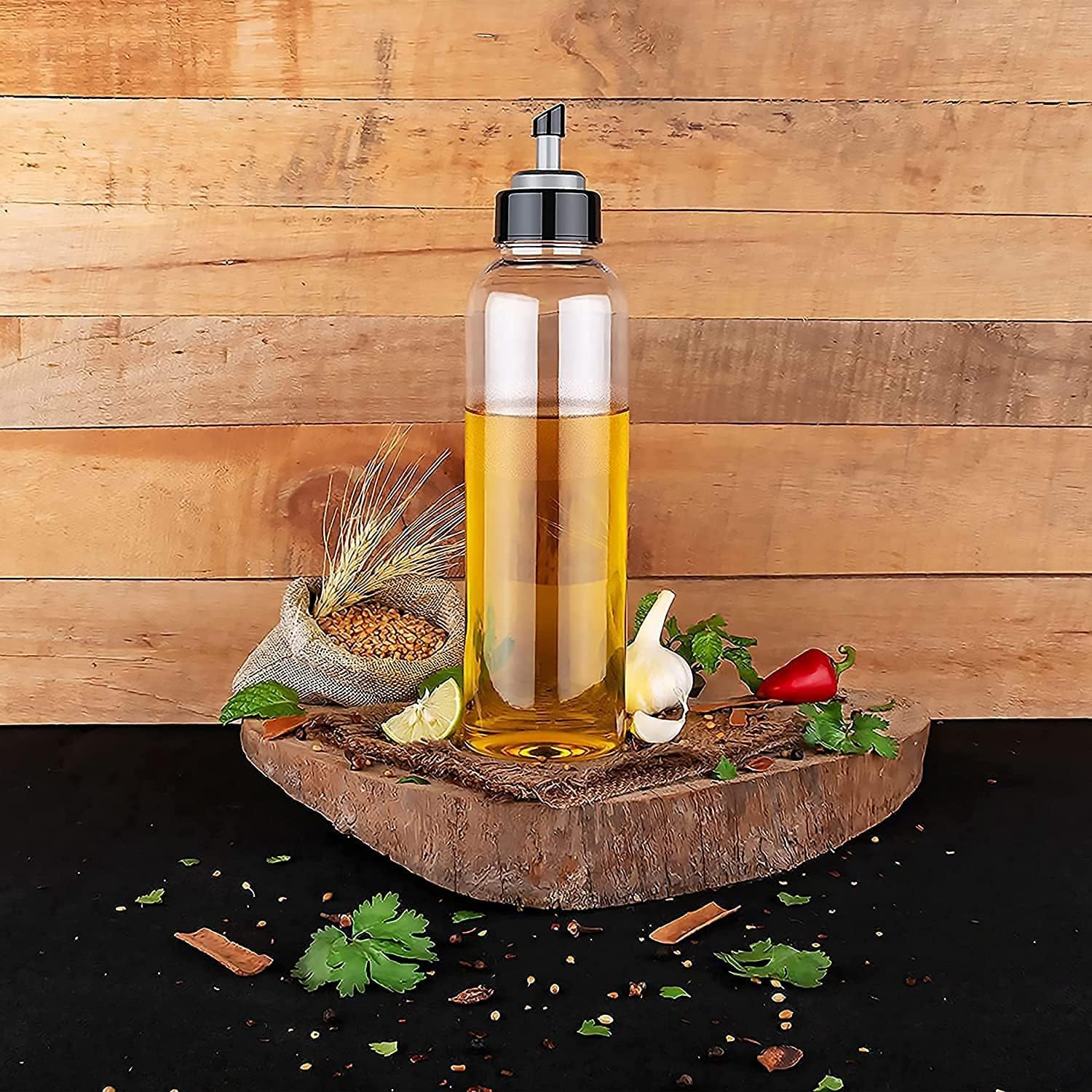 Clazkit Plastic Oil Dispenser 1 Litre Cooking Oil Dispenser Bottle Oil Container,Transparent