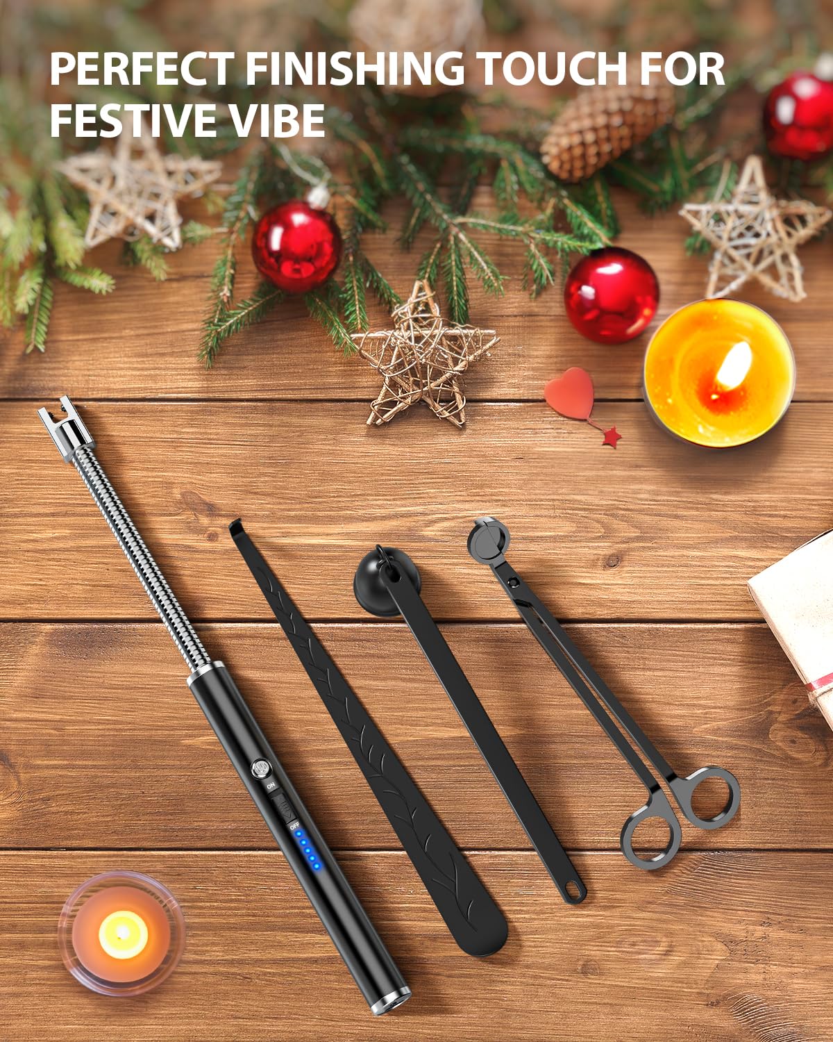 Ronxs Electric Lighter, Candle Lighter Electric USB Rechargeable Lighter with Battery Display, Longer Flexible Neck Windproof Plasma Arc Long Lighters for Candles Fireworks - Plastic