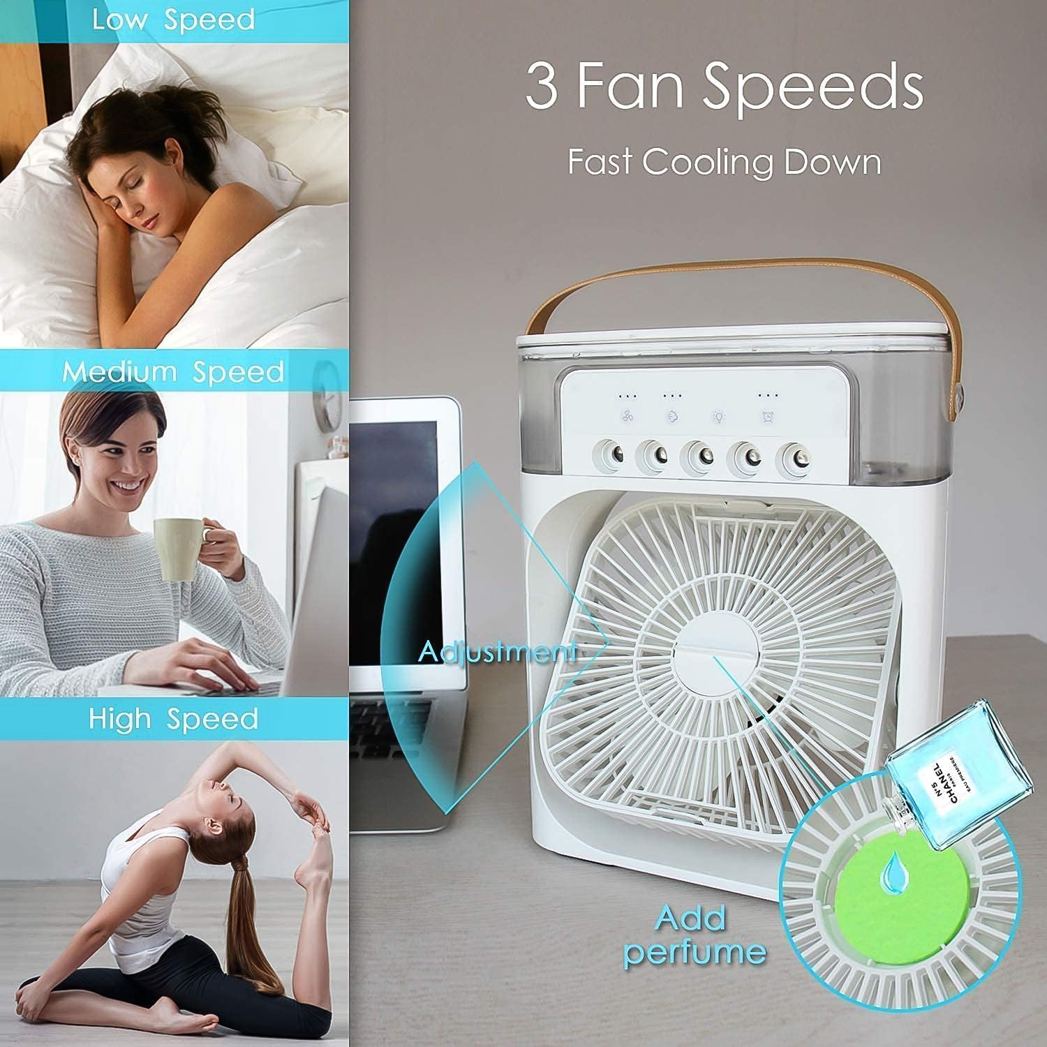 Portable Mist Air Cooler 7 Color Changing Light